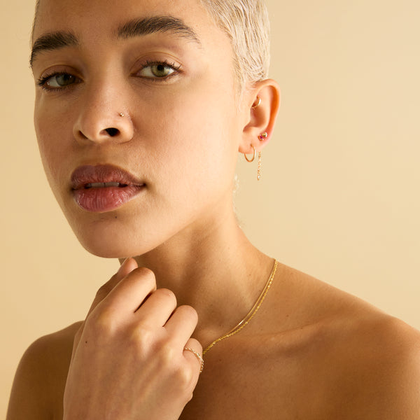 Astrid & Miyu Micro Crystal Titanium Piercing Stud In Gold