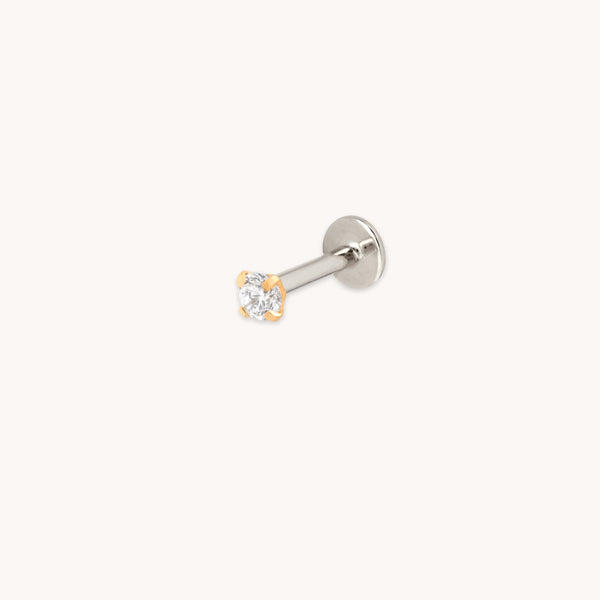 astrid & miyu Micro Crystal Titanium Piercing Stud in Gold