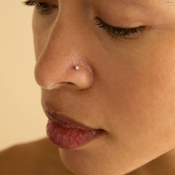 Astrid & Miyu Micro Crystal Titanium Piercing Stud In Platinum