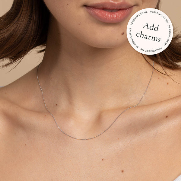 Astrid & Miyu Miyu Chain Necklace In Solid White Gold