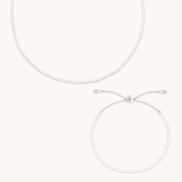 astrid & miyu Moonstone Gemstone Gift Set in 9k White Gold