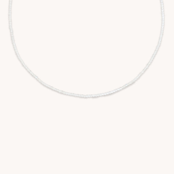 astrid & miyu Moonstone June Beaded Birthstone Necklace in Solid White Gold