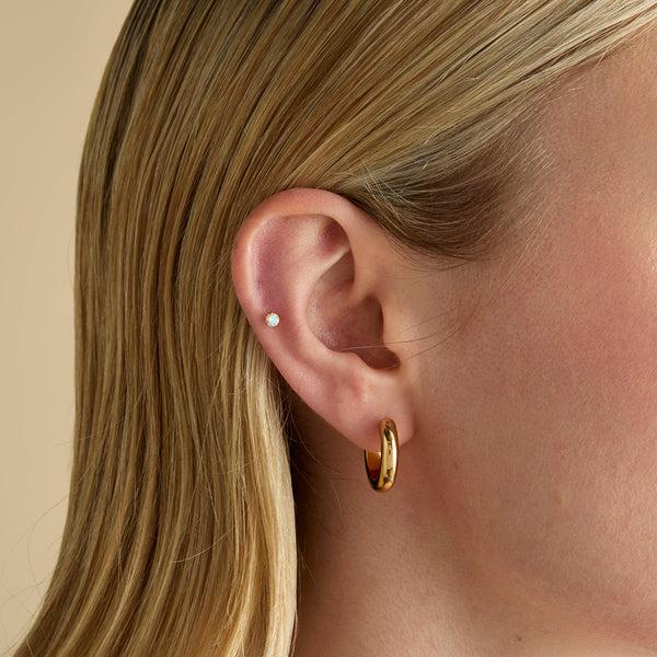 Astrid & Miyu Moonstone Titanium Piercing Stud In Gold