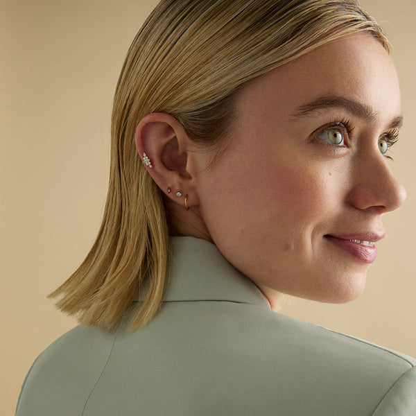 Astrid & Miyu Moonstone Titanium Piercing Stud In Gold