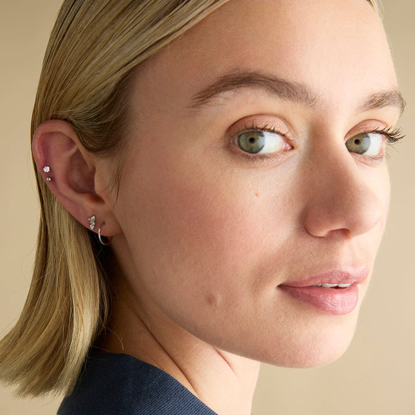 Astrid & Miyu Moonstone Titanium Piercing Stud In Platinum