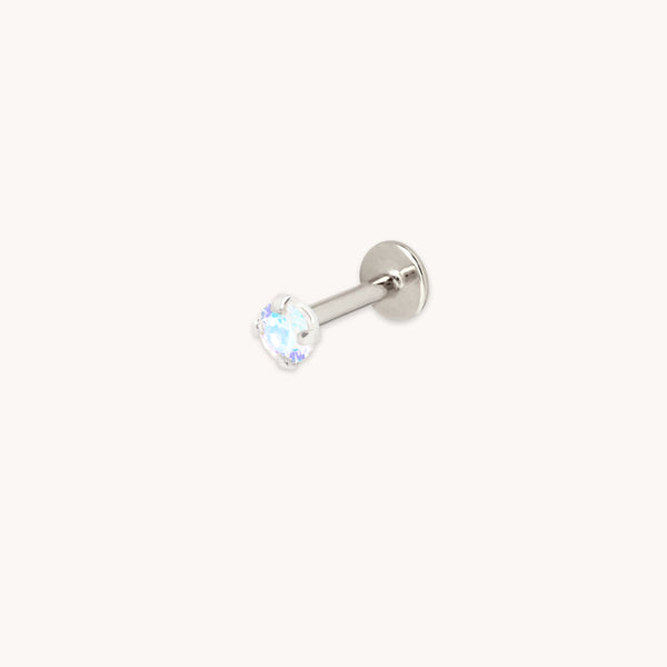 astrid & miyu Moonstone Titanium Piercing Stud in Platinum
