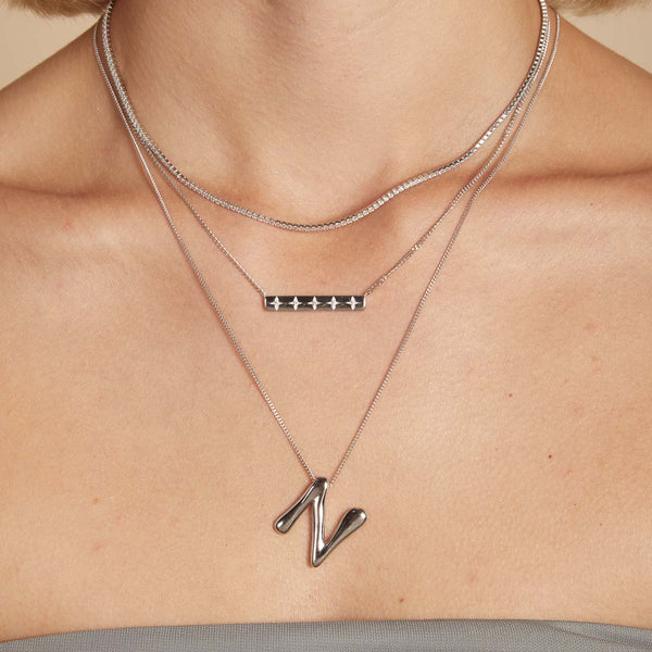 Astrid & Miyu N Initial Bold Pendant Necklace In Silver