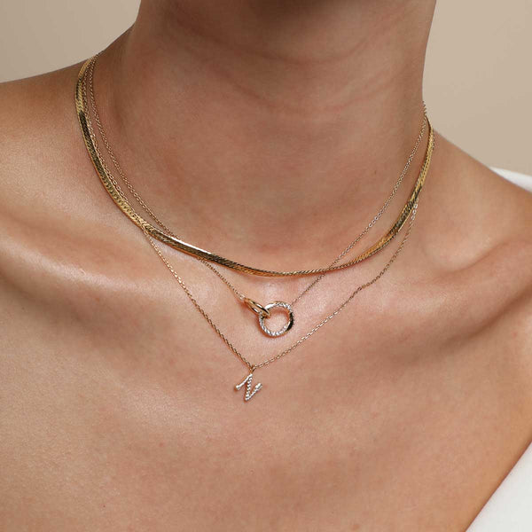 Astrid & Miyu N Initial Pavé Pendant Necklace In Gold