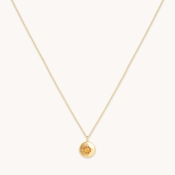 astrid & miyu November Citrine Birthstone Necklace in Solid Gold
