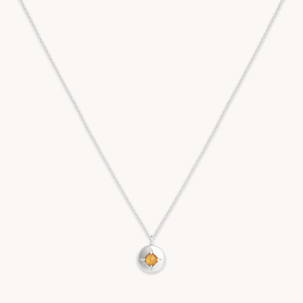 astrid & miyu November Citrine Birthstone Necklace in Solid White Gold