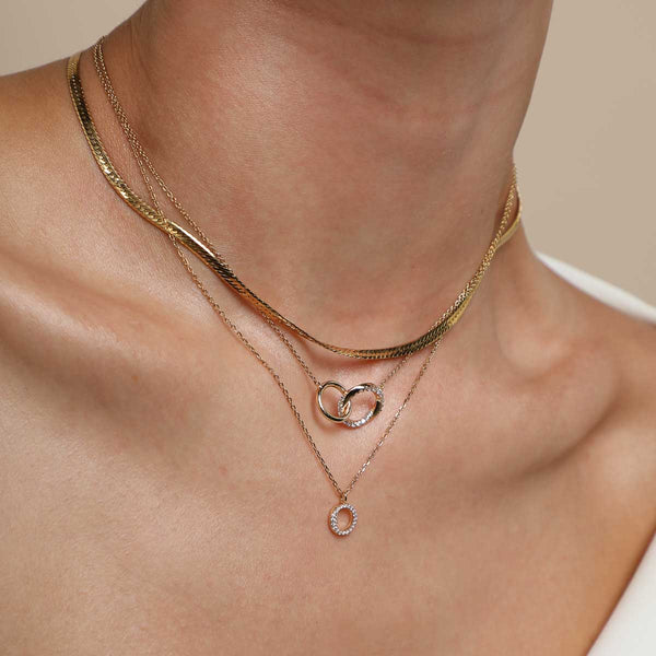 Astrid & Miyu O Initial Pavé Pendant Necklace In Gold