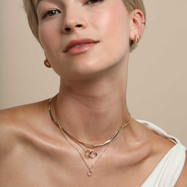 Astrid & Miyu O Initial Pavé Pendant Necklace In Gold