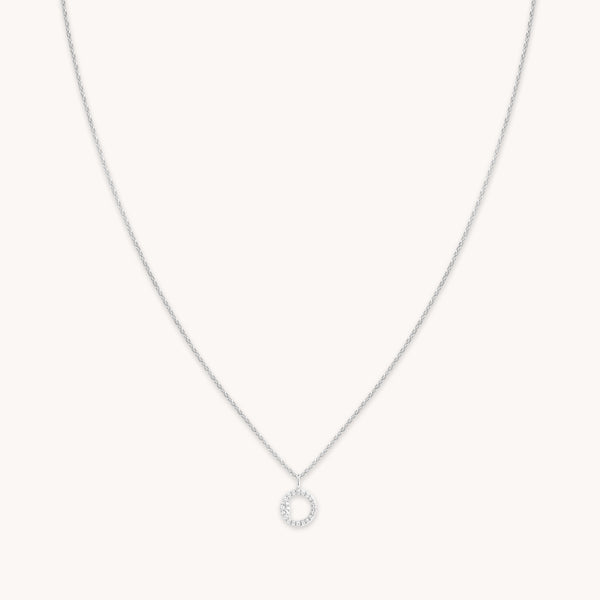 astrid & miyu O Initial Pavé Pendant Necklace in Silver