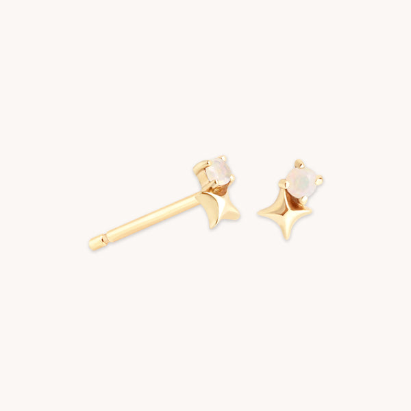 astrid & miyu October Opal Birthstone Earrings in Solid Gold
