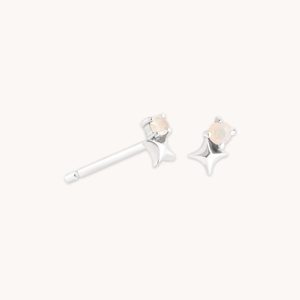 astrid & miyu October Opal Birthstone Earrings in Solid White Gold