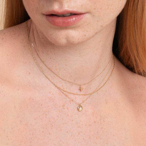 Astrid & Miyu October Opal Birthstone Necklace In Solid Gold