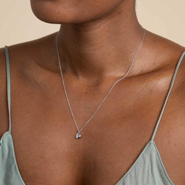 Astrid & Miyu October Opal Birthstone Necklace In Solid White Gold