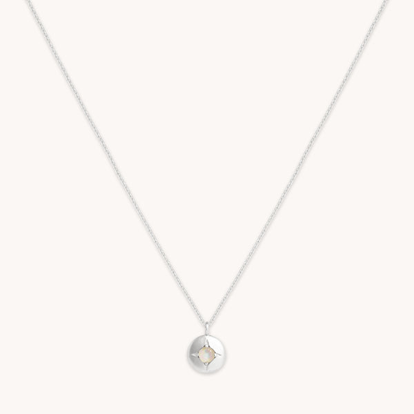 astrid & miyu October Opal Birthstone Necklace in Solid White Gold