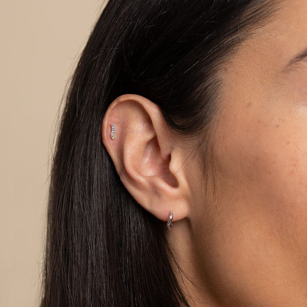 Astrid & Miyu Ombré Wave Piercing Stud In Solid White Gold