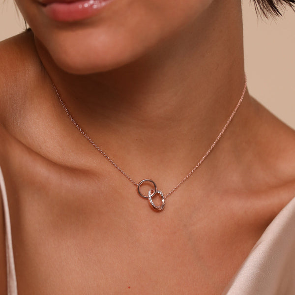 Astrid & Miyu Orbit Crystal Chain Necklace In Rose Gold