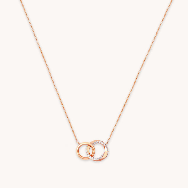 astrid & miyu Orbit Crystal Chain Necklace in Rose Gold