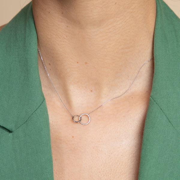 Astrid & Miyu Orbit Topaz Necklace In Solid White Gold