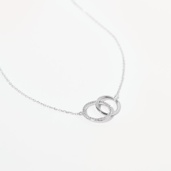 Astrid & Miyu Orbit Topaz Necklace In Solid White Gold