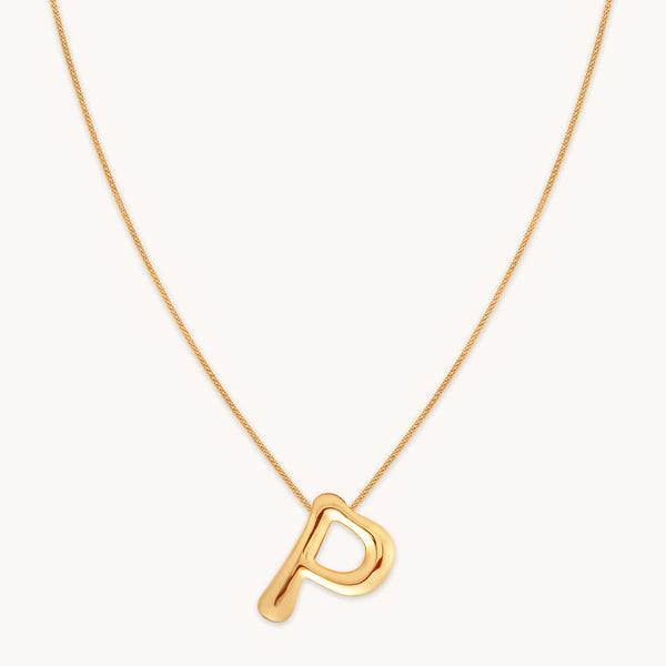 astrid & miyu P Initial Bold Pendant Necklace in Gold