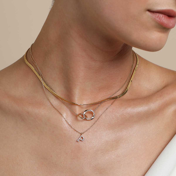 Astrid & Miyu P Initial Pavé Pendant Necklace In Gold
