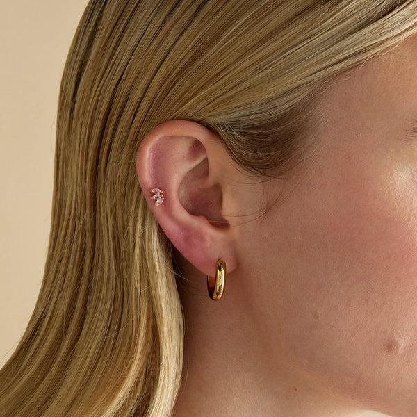 Astrid & Miyu Pink Marquise Fan Titanium Piercing Stud In Gold