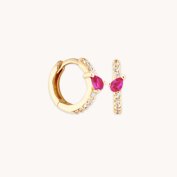 astrid & miyu Pink Sapphire Marquise Huggies in Solid Gold