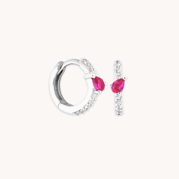 astrid & miyu Pink Sapphire Marquise Huggies in Solid White Gold