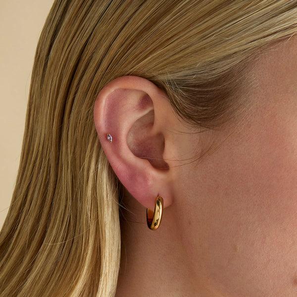 Astrid & Miyu Purple Marquise Titanium Piercing Stud In Gold