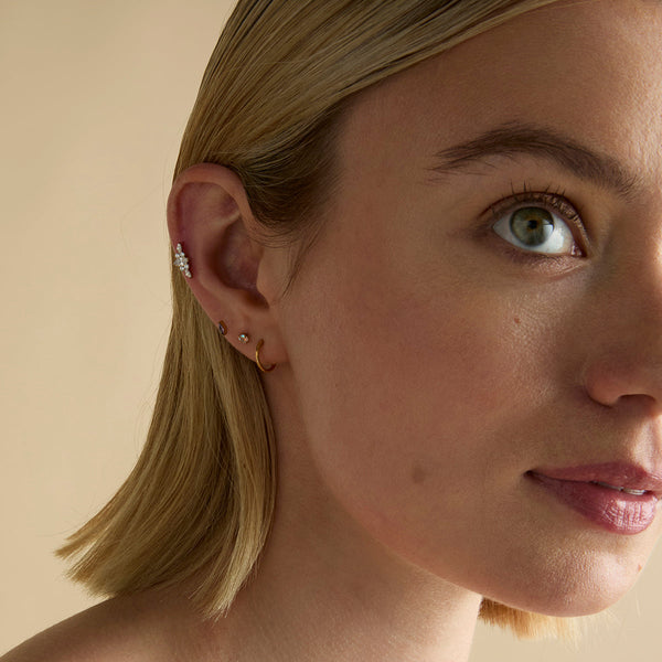 Astrid & Miyu Purple Marquise Titanium Piercing Stud In Gold