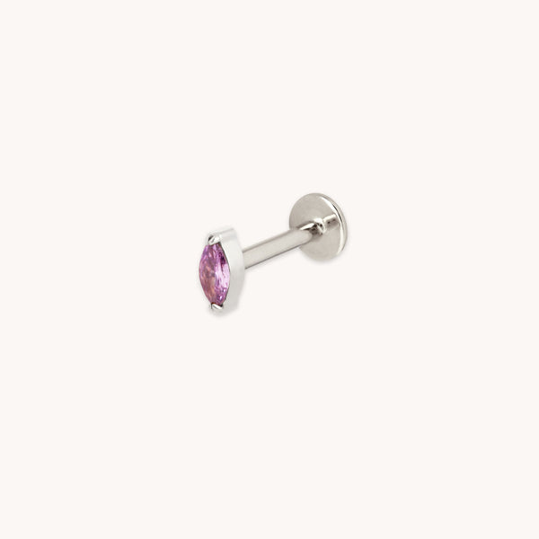 astrid & miyu Purple Marquise Titanium Piercing Stud in Platinum