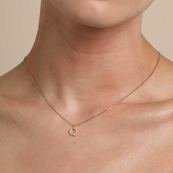 Astrid & Miyu Q Initial Pavé Pendant Necklace In Gold