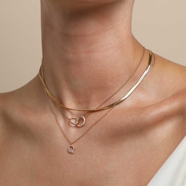 Astrid & Miyu Q Initial Pavé Pendant Necklace In Gold