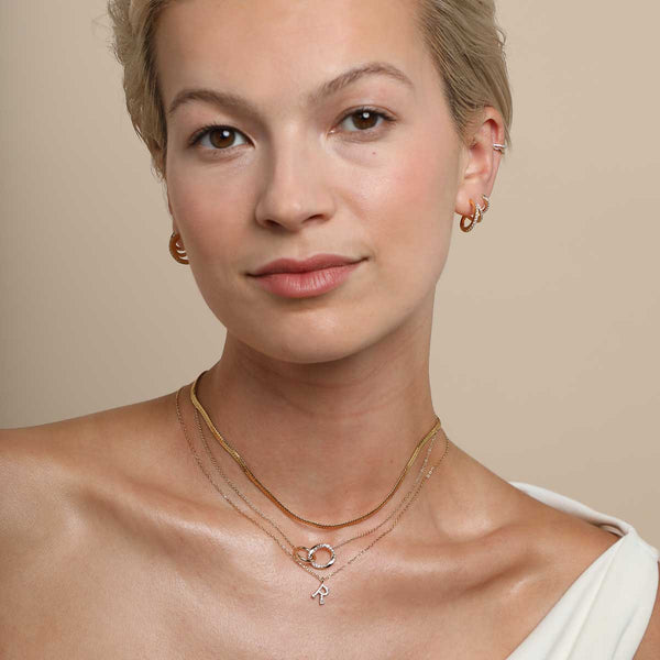 Astrid & Miyu R Initial Pavé Pendant Necklace In Gold