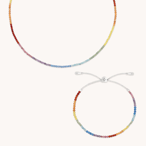 astrid & miyu Rainbow Gemstone Gift Set in 9k White Gold