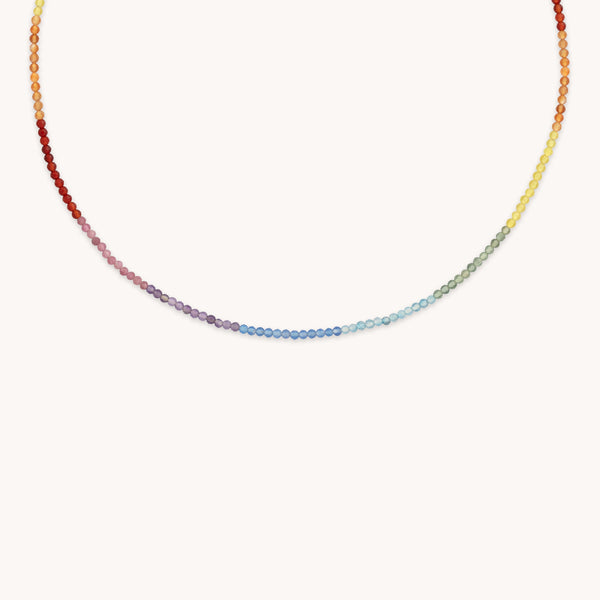 astrid & miyu Rainbow Gemstone Necklace in 9k White Gold
