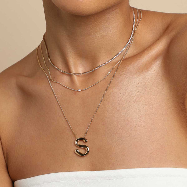 Astrid & Miyu S Initial Bold Pendant Necklace In Gold