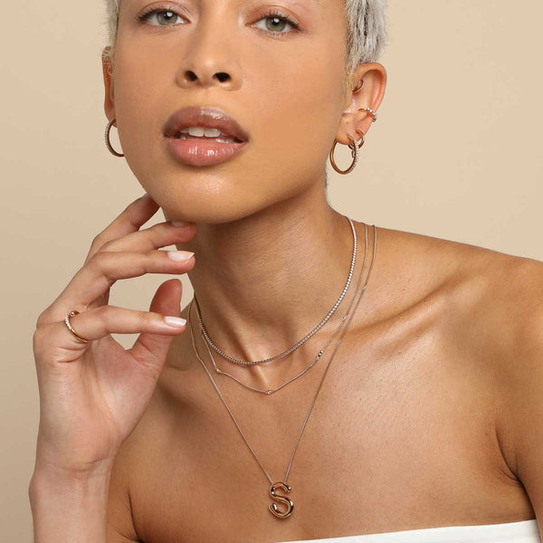 Astrid & Miyu S Initial Bold Pendant Necklace In Gold