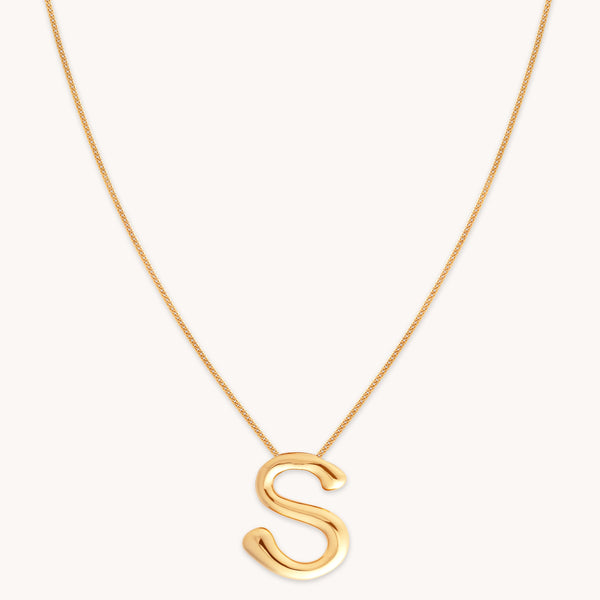astrid & miyu S Initial Bold Pendant Necklace in Gold