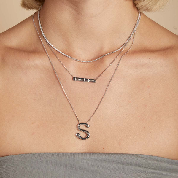 Astrid & Miyu S Initial Bold Pendant Necklace In Silver