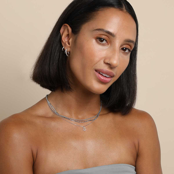 Astrid & Miyu S Initial Pavé Pendant Necklace In Silver