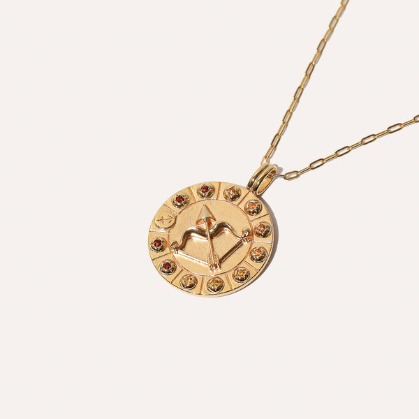 Astrid & Miyu Sagittarius Bold Zodiac Pendant Necklace In Gold
