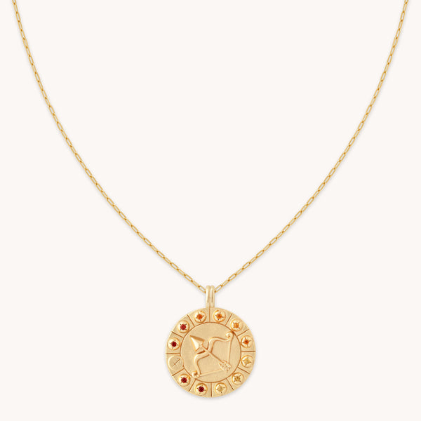 astrid & miyu Sagittarius Bold Zodiac Pendant Necklace in Gold