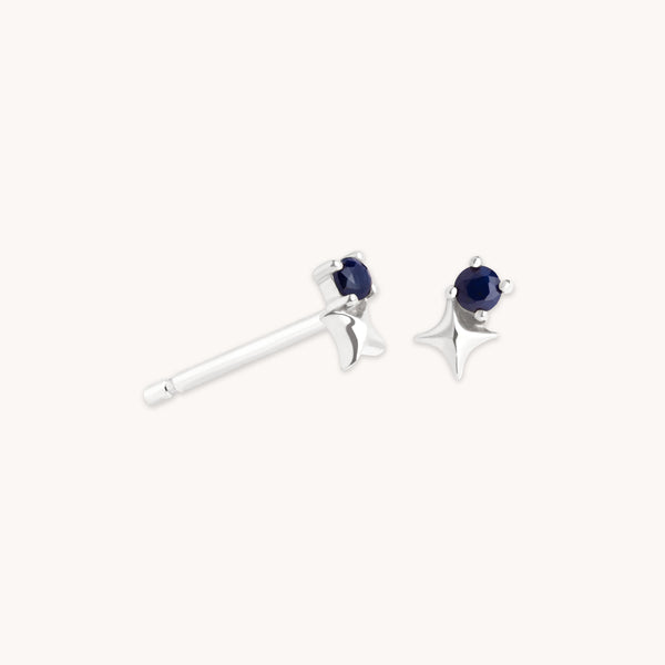 astrid & miyu September Sapphire Birthstone Earrings in Solid White Gold