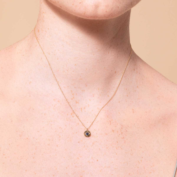 Astrid & Miyu September Sapphire Birthstone Necklace In Solid Gold