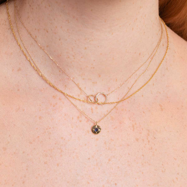 Astrid & Miyu September Sapphire Birthstone Necklace In Solid Gold